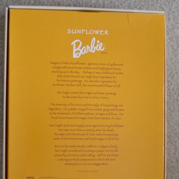 LE NRFB SUNFLOWER VINCENT VAN GOGH ARTIST SERIES BARBIE DOLL 19366 - Picture 3 of 4